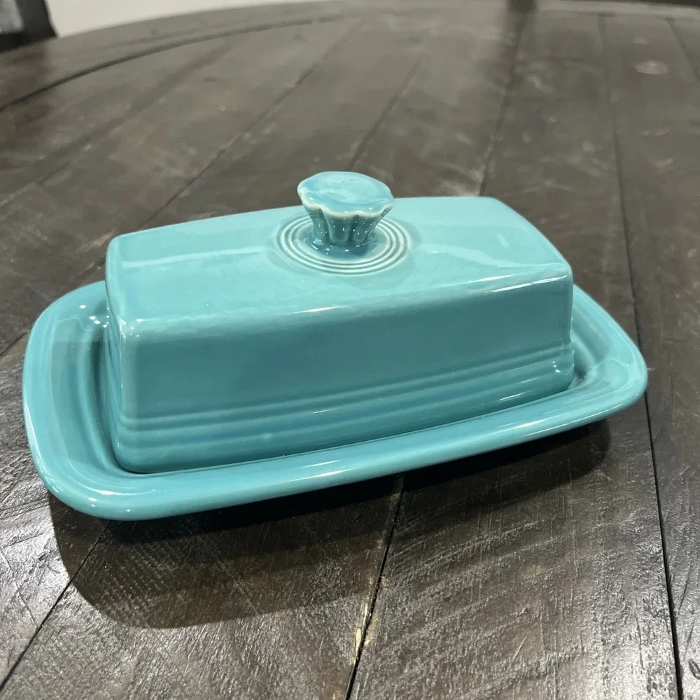 Homer Laughlin Fiesta Turquoise Extra Large 1/4 Lb Covered Butter 9832320